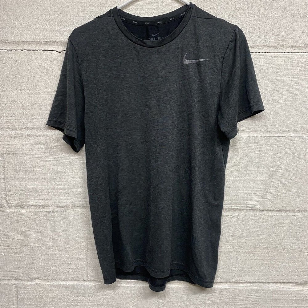 Nike Dri Fit Dark Gray Short Sleeve Shirt Fitness Athletic Size Small